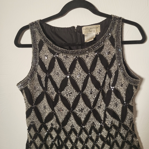 Papell Boutique Black and Silver Geometric Tank Top - Picture 4 of 6